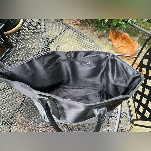 Blingy Stylish Satin Vegan Leather Glitter Double Handle Tote Bag! - Picture 7 of 16